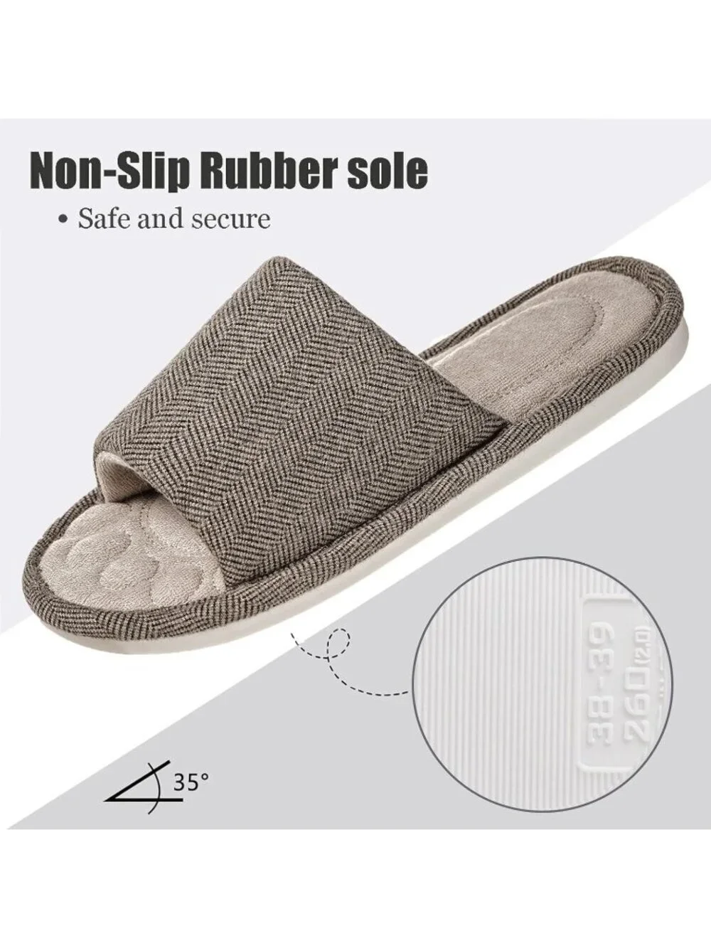 Men's Brown Slippers Breathable Slip-on Indoor Slippers Washable Home Shoes